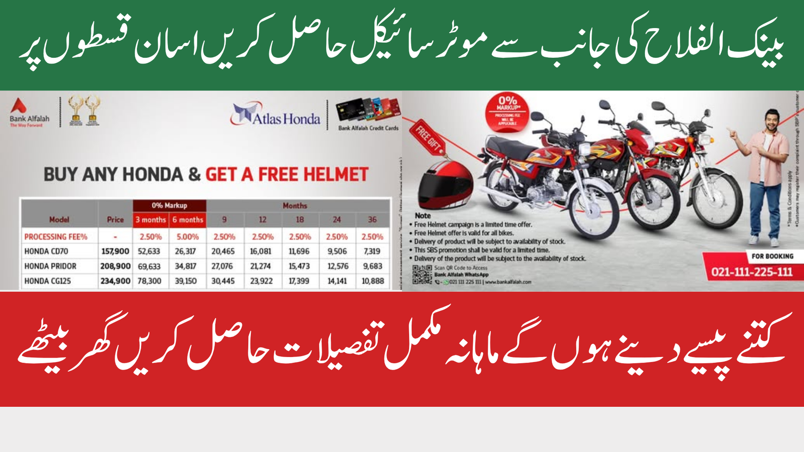 Bank Alfalah Honda Installment Plan on 0% Markup – Know Complete Details Step by Step